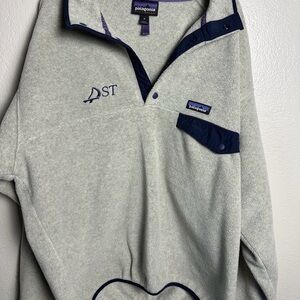 PATAGONIA Mens Synchilla Snap button Pullover Fleece Sweater grey  Size Medium
